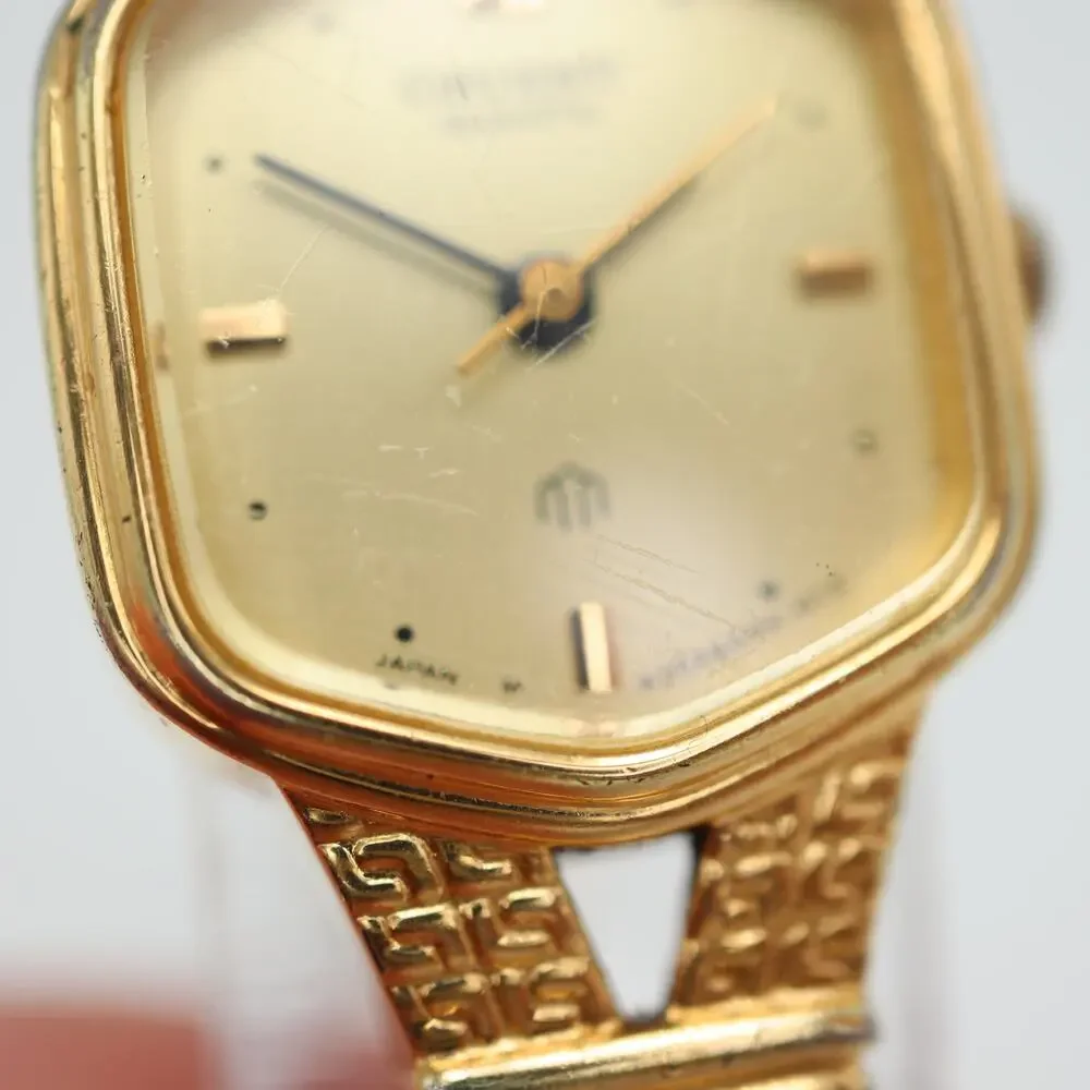 Vintage Orient Gold Tone Womens 18mm Cocktail Watch 6.5